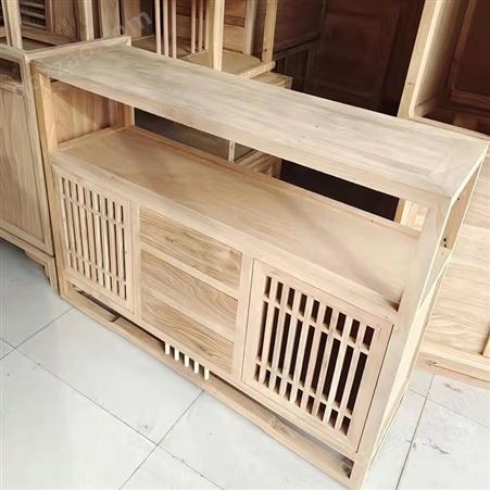 中式复古老榆木实木简约实用卧室床头柜柜子