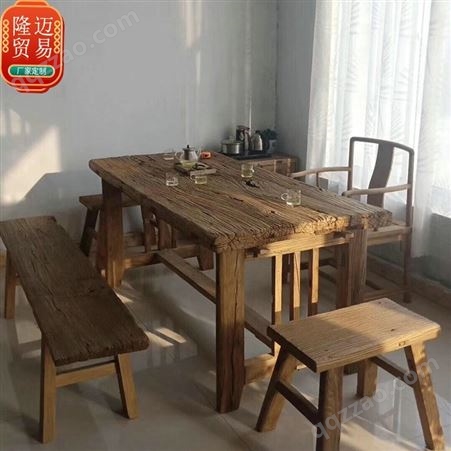 老榆木实木桌椅家具组合 中式地板 榆木板材