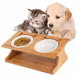 新款喂食架木质碗架拆卸可调节高度保护颈椎猫咪喂食器狗狗食具