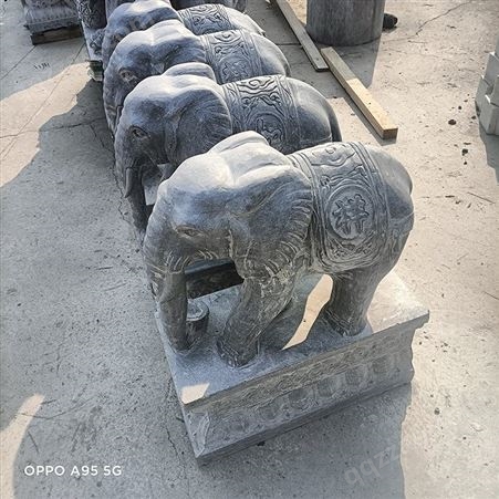 景区古建动物石雕摆件 门前摆件石狮子石雕大象 尺寸可定制
