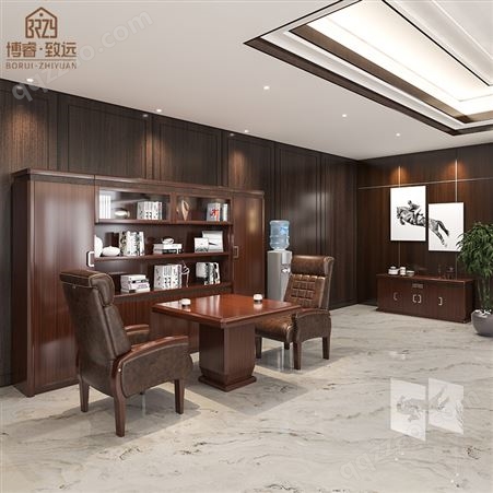 简约新中式老板桌总裁大班台经理实木办公桌椅组合办公室家具