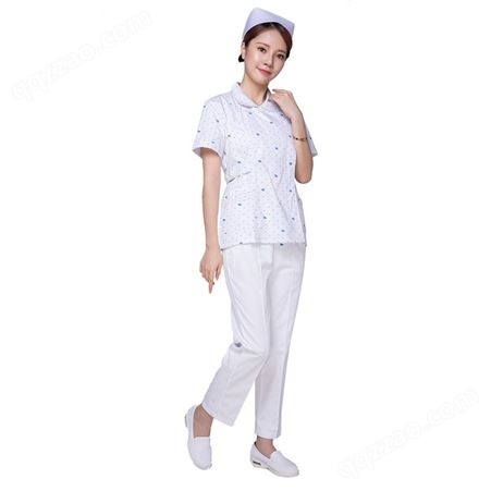 护士服新款白大褂女偏襟方圆领修身分体套装全套护工工作服小兰花