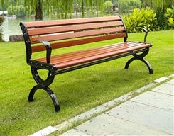 户外园林防腐木休闲铁艺靠背座椅公园小区塑木平椅子室外长条坐凳