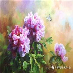 朝鲜画 朝鲜油画价格 桂妍欣（一级画家）《花醉蝶》115x70