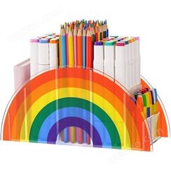 可爱日式亚克力彩虹笔筒 创意儿童文具 多功能桌面收纳盒
