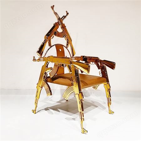 铜庄 意式 轻奢 不锈钢 ak47 艺术椅 设计师 创意 全铜 黄铜 太师椅 圈椅