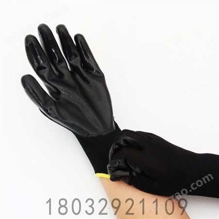 定制白色黑色聚氨酯贴合手套 尼龙PU涂层 安全工作手套