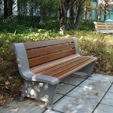 塑木室外长条凳 隆胜 庭院不锈钢休闲座椅 公园椅 户外长椅