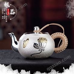 纯银小茶壶 999纯手工日式银壶一张打功夫银茶具套装