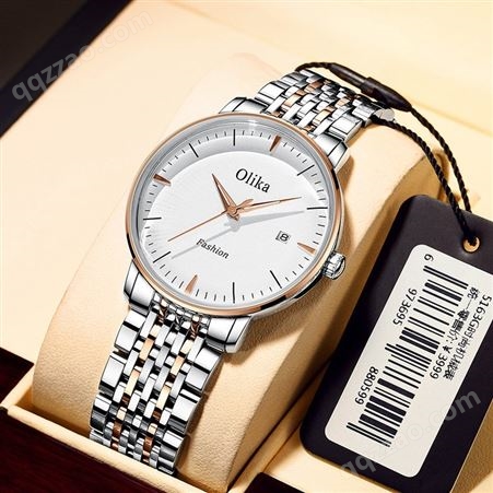 9908olika瑞士品牌简约商务全自动机械表男钢带防水镂空男士机械手表
