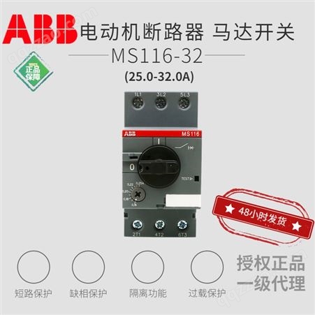 ABB 电动机保护器 MS116-32 25-32A 马达开关 MS116系列 全新