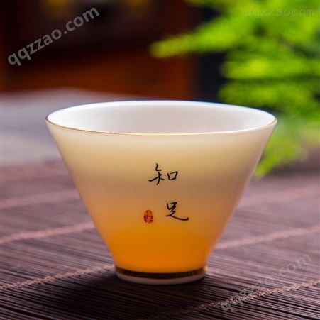 白瓷单杯羊脂玉瓷功夫茶杯茶具陶瓷纯白品茗杯主人杯礼品定制
