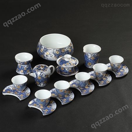 三才盖碗珐琅彩陶瓷家用 简约茶壶茶杯公道杯 泡茶功夫茶具